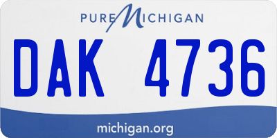MI license plate DAK4736