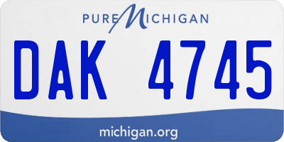 MI license plate DAK4745