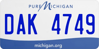 MI license plate DAK4749