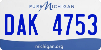 MI license plate DAK4753