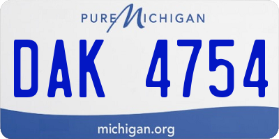 MI license plate DAK4754