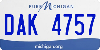 MI license plate DAK4757