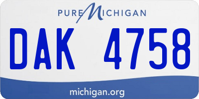 MI license plate DAK4758