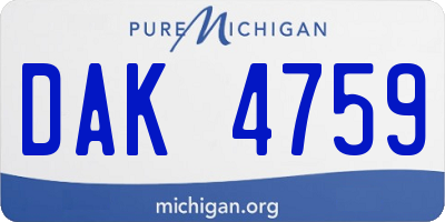 MI license plate DAK4759