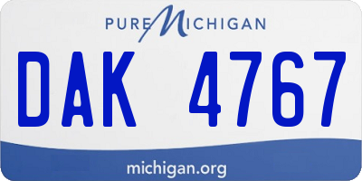 MI license plate DAK4767