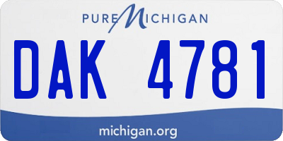 MI license plate DAK4781