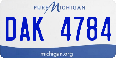 MI license plate DAK4784