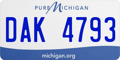 MI license plate DAK4793