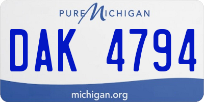 MI license plate DAK4794