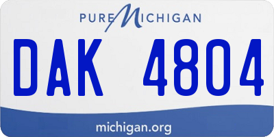 MI license plate DAK4804