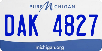 MI license plate DAK4827