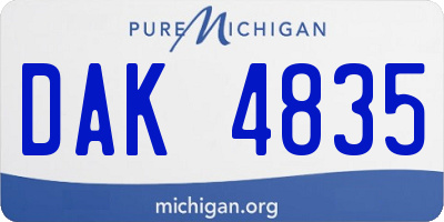 MI license plate DAK4835