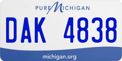MI license plate DAK4838