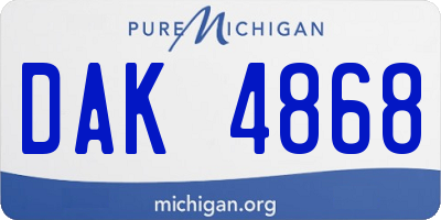 MI license plate DAK4868