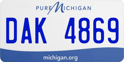 MI license plate DAK4869