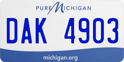 MI license plate DAK4903
