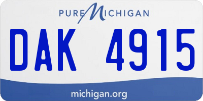 MI license plate DAK4915
