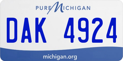 MI license plate DAK4924