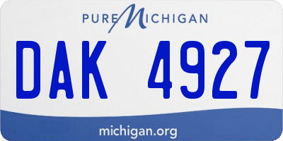 MI license plate DAK4927