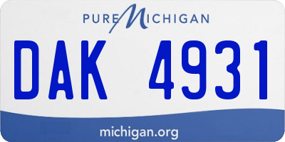 MI license plate DAK4931