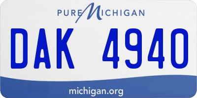 MI license plate DAK4940