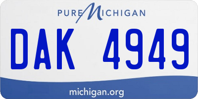 MI license plate DAK4949