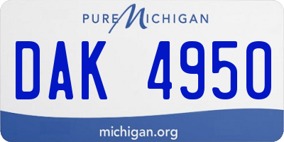 MI license plate DAK4950