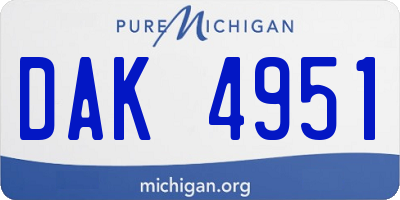 MI license plate DAK4951