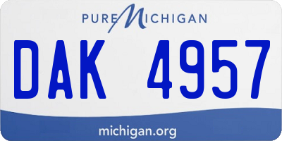 MI license plate DAK4957