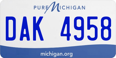 MI license plate DAK4958
