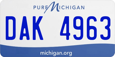 MI license plate DAK4963
