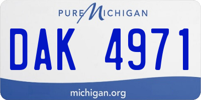 MI license plate DAK4971