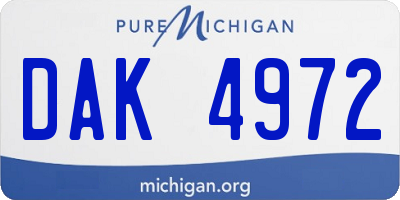 MI license plate DAK4972