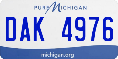 MI license plate DAK4976