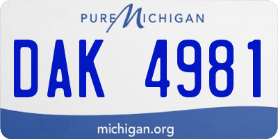 MI license plate DAK4981
