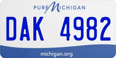 MI license plate DAK4982