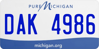 MI license plate DAK4986