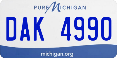 MI license plate DAK4990