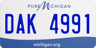 MI license plate DAK4991