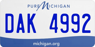 MI license plate DAK4992