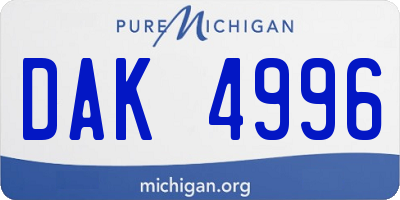 MI license plate DAK4996