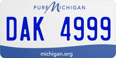 MI license plate DAK4999