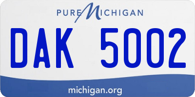 MI license plate DAK5002