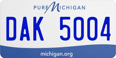 MI license plate DAK5004