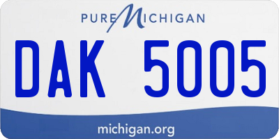 MI license plate DAK5005