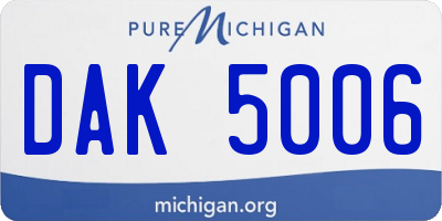 MI license plate DAK5006