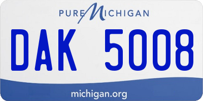 MI license plate DAK5008