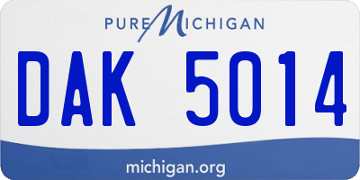 MI license plate DAK5014