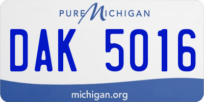 MI license plate DAK5016