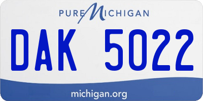 MI license plate DAK5022